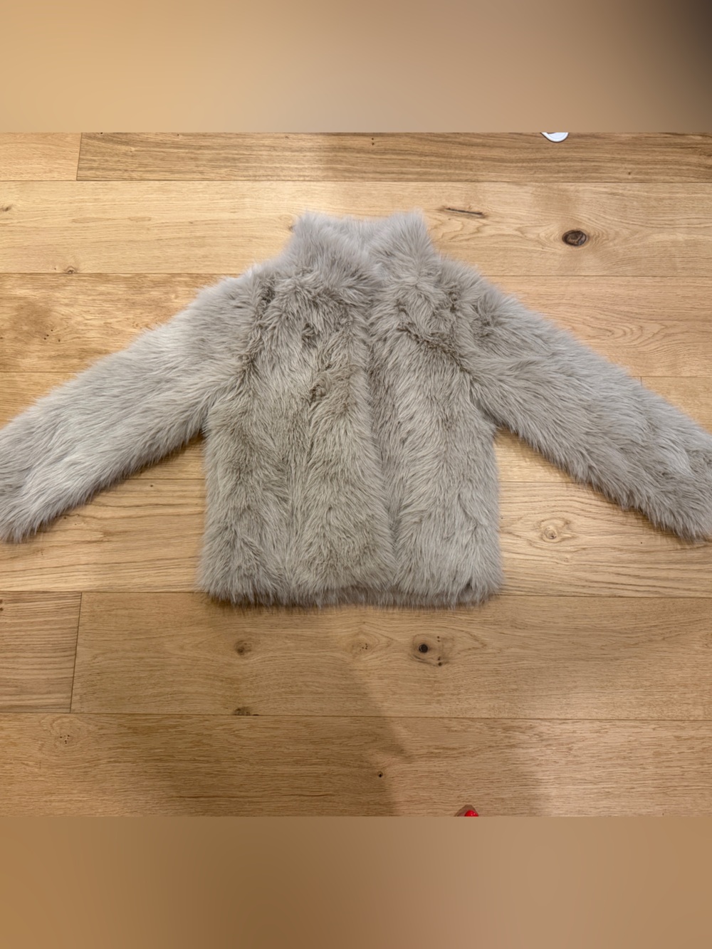 Fashionable Faux Fur Jacket Cream Beige Fox Fur Look Coat NWT